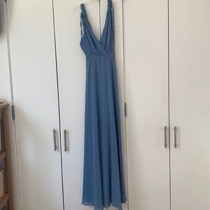 Slate Blue Backless Maxi Dress